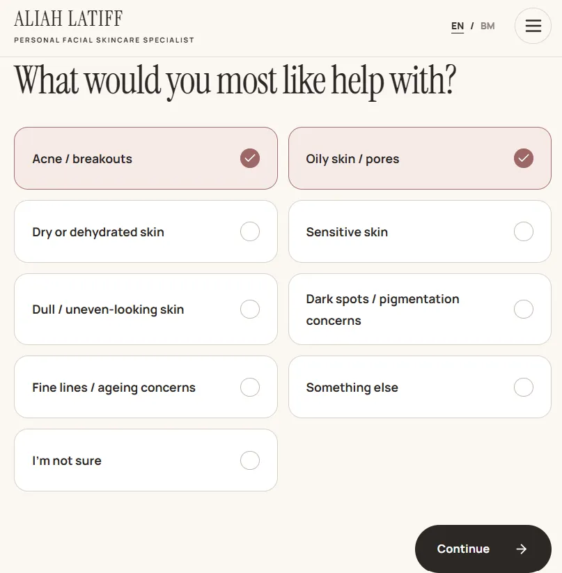 Questionnaire: skin concerns