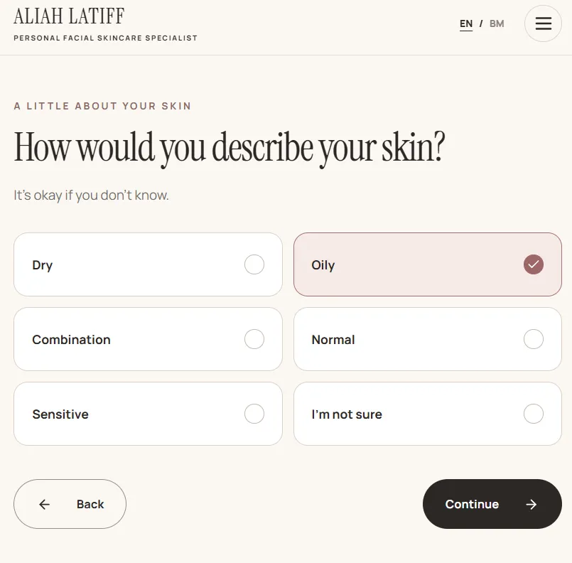 Questionnaire: skin type